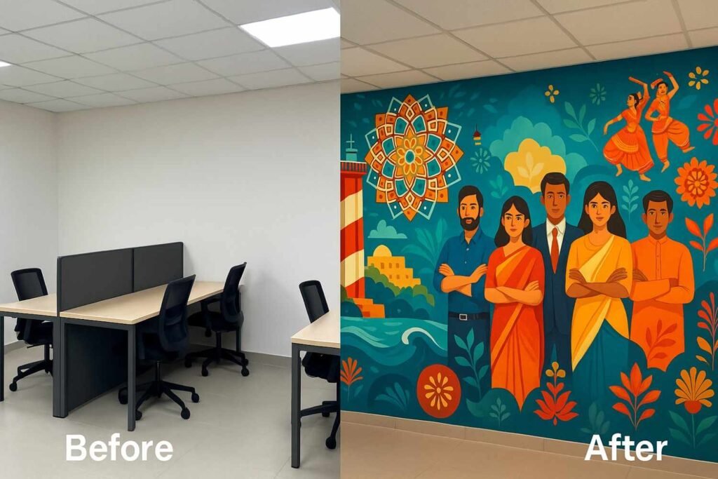 Wall murals in corporate offices transforming Chennai workspaces